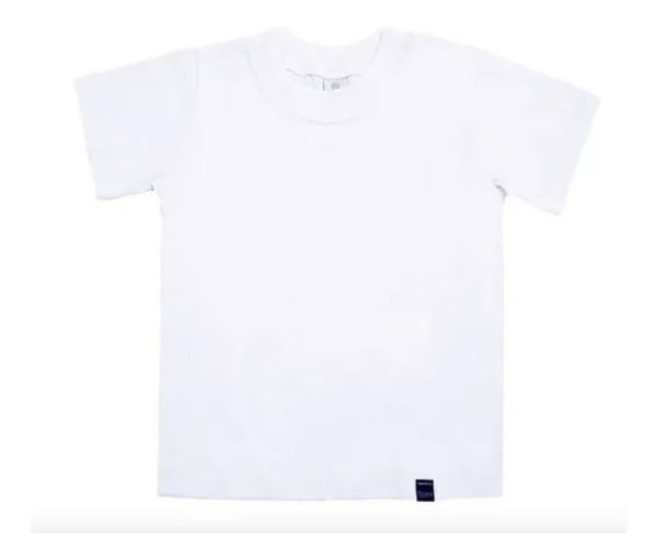 Remera Jersey Niño/a Basica Blanca Colegial Manga Corta 6-16