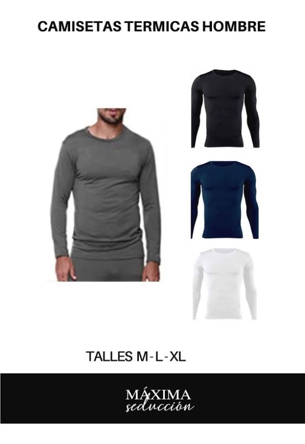 Remera, Camisetas Térmicas Hombre Frisadas Spandex Por Talle