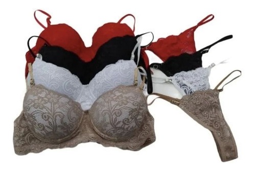 Pack X3 Conjuntos Armados Push Up Puntilla Y Colaless - New