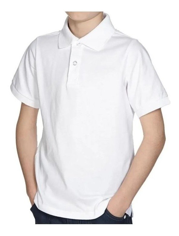 Chomba De Pique Colegial Escolar Blanca Lisa Niños
