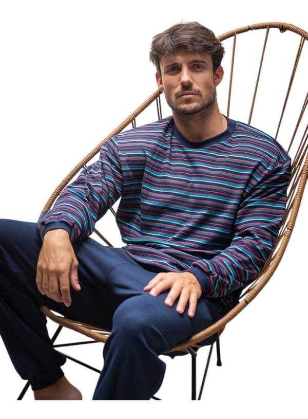 Pijama Invierno Hombre Interlock Rayado Tipico 765