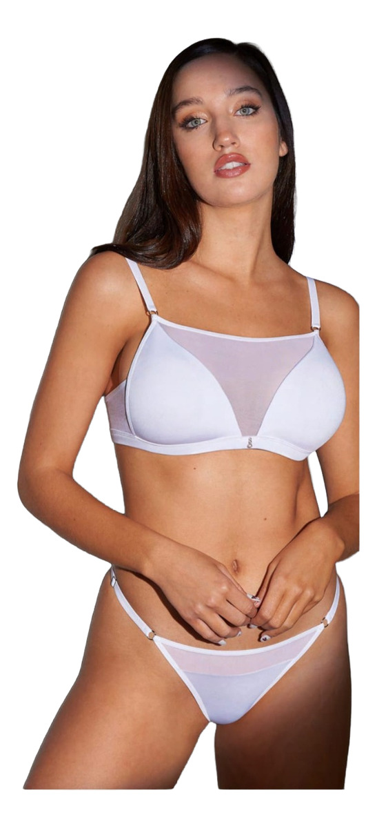 Conjunto Microfibra Y Tul Tanga Less Marcela Koury 5678