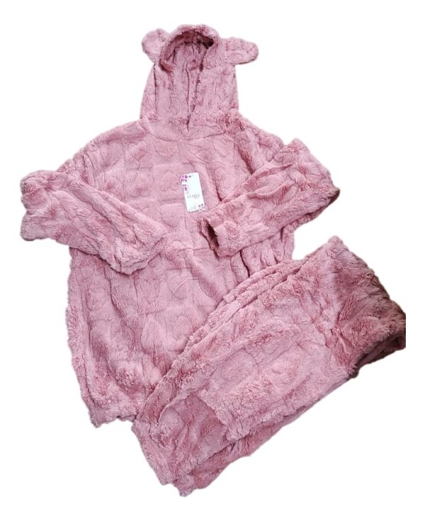 Pijama Mujer Polar Soft Calentito Con Capucha Bianca 6002