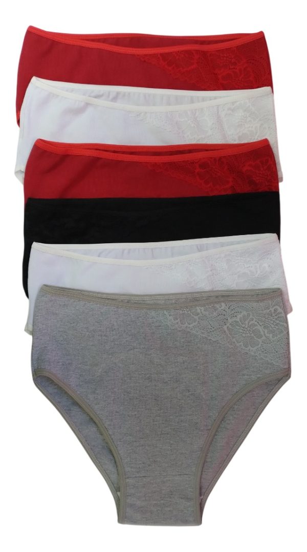 Tiro Corto C/puntilla Pack X 6 Algodón Y Lycra Lisa 1012
