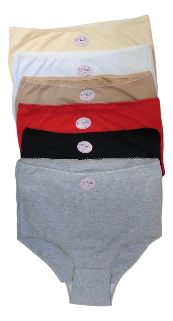 Especial Bombacha C/elástico Pack X6 Algodón Lycra Lisa 7034