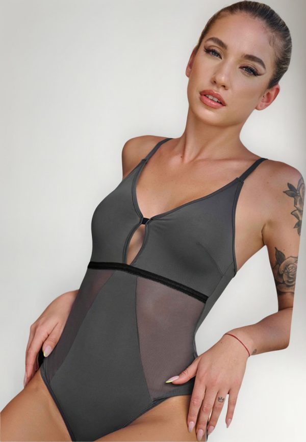 Body De Microfibra Y Tul, Cola Less Kaury 8196