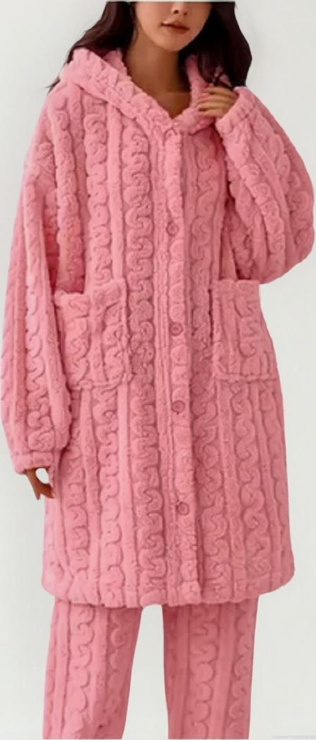 Pijama Mujer Bata Polar Calentito Con Capucha Bianca 6232