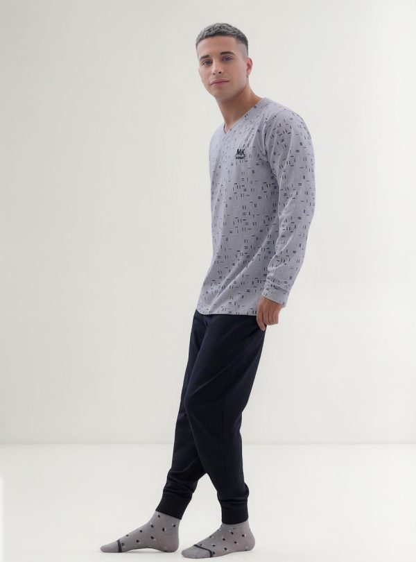 Pijama Invierno Hombre Jersery Estampado Marcela Koury 4245