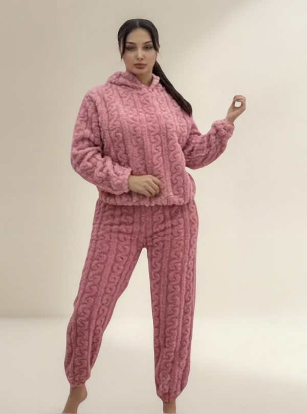 Pijama Mujer Polar Soft Calentito Con Capucha Bianca 6002