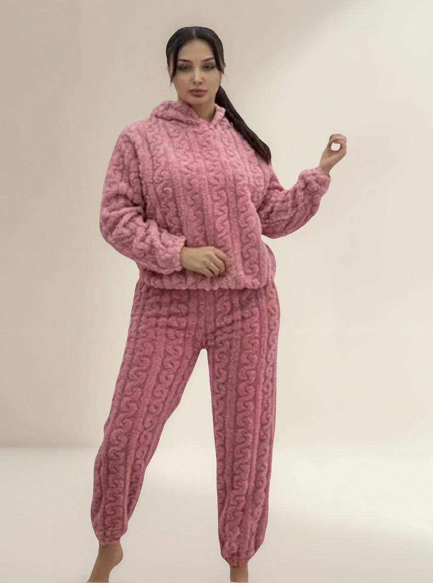Pijama Mujer Polar Soft Calentito Con Capucha Bianca 6002