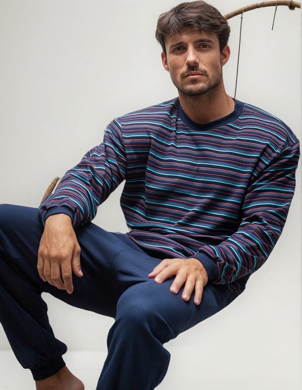 Pijama Invierno Hombre Interlock Rayado Tipico 765
