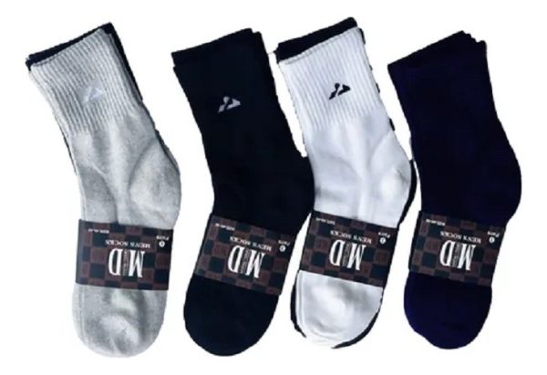 Docena Medias 3/4 Hombre Lisas Colores Surtidos Md 988