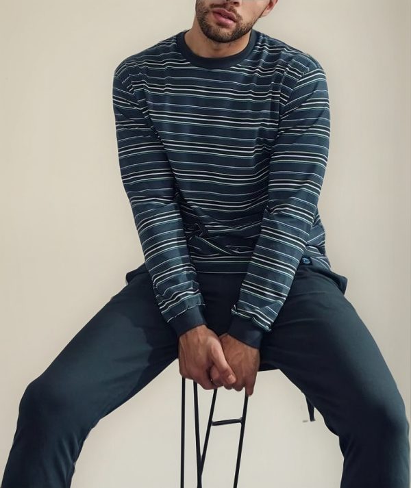 Pijama Invierno Hombre 100% Algodón Rayas C/puño Tipico 736