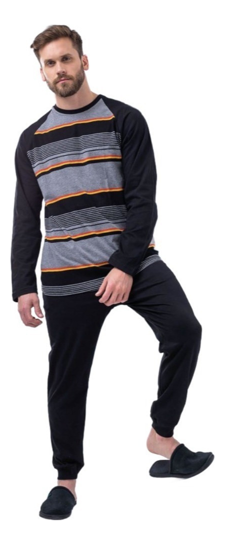 Pijama Invierno Hombre 100% Algodón Rayas Tipico 901