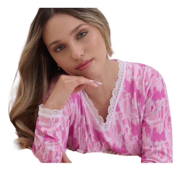 Pijama Invierno De Algodón Estampado Marcela Koury 4247